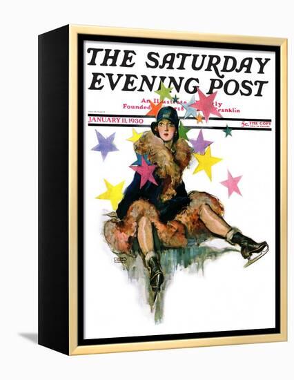 "A Fall from Skates," Saturday Evening Post Cover, January 11, 1930-John LaGatta-Framed Premier Image Canvas