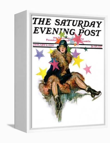 "A Fall from Skates," Saturday Evening Post Cover, January 11, 1930-John LaGatta-Framed Premier Image Canvas