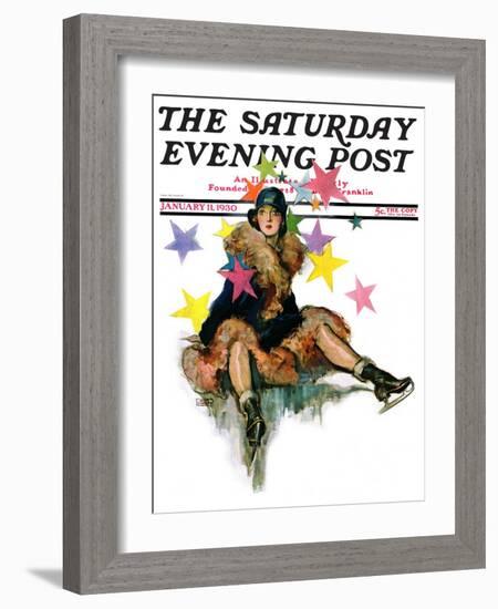 "A Fall from Skates," Saturday Evening Post Cover, January 11, 1930-John LaGatta-Framed Giclee Print