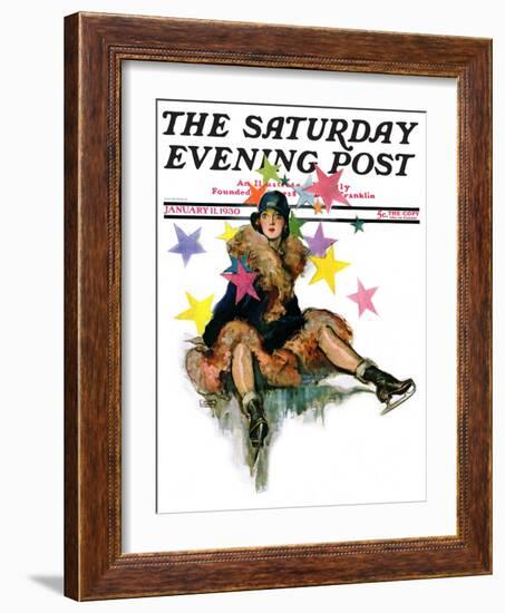 "A Fall from Skates," Saturday Evening Post Cover, January 11, 1930-John LaGatta-Framed Giclee Print