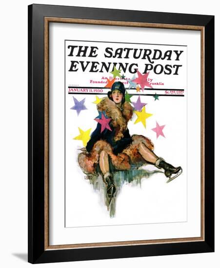 "A Fall from Skates," Saturday Evening Post Cover, January 11, 1930-John LaGatta-Framed Giclee Print