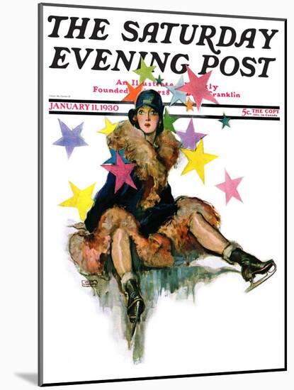 "A Fall from Skates," Saturday Evening Post Cover, January 11, 1930-John LaGatta-Mounted Giclee Print