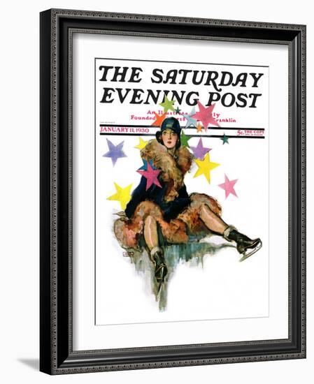 "A Fall from Skates," Saturday Evening Post Cover, January 11, 1930-John LaGatta-Framed Giclee Print