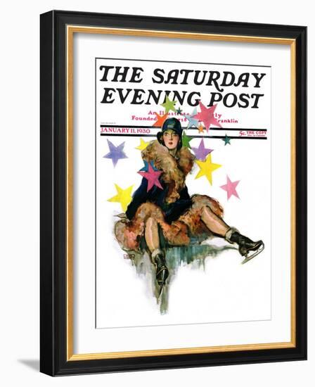 "A Fall from Skates," Saturday Evening Post Cover, January 11, 1930-John LaGatta-Framed Giclee Print