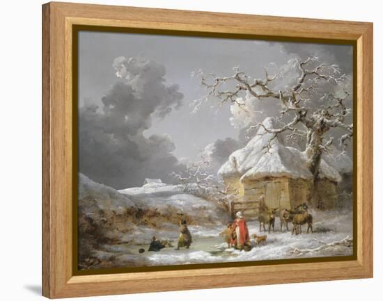 A Fall on the Ice-George Morland-Framed Premier Image Canvas