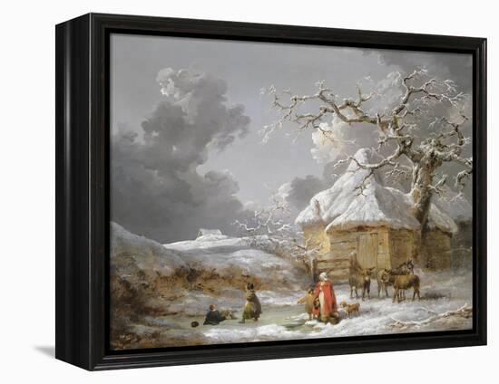 A Fall on the Ice-George Morland-Framed Premier Image Canvas