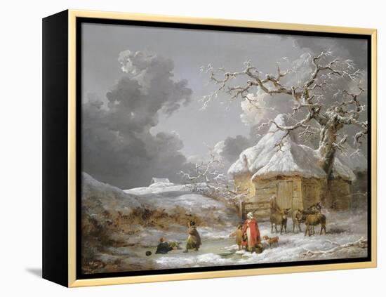 A Fall on the Ice-George Morland-Framed Premier Image Canvas