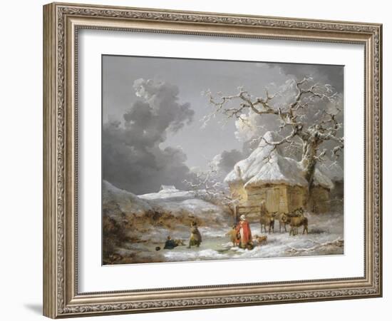 A Fall on the Ice-George Morland-Framed Giclee Print