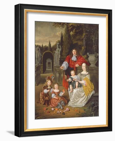 A Family Group on a Terrace, 1670-Michiel Van Musscher-Framed Giclee Print