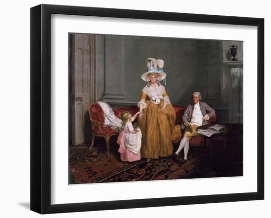 A Family Group, the Father Seated, the Mother and Daughter Standing, in an Interior, 18th Century-Francis Wheatley-Framed Giclee Print