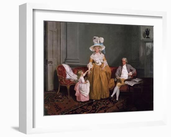 A Family Group, the Father Seated, the Mother and Daughter Standing, in an Interior, 18th Century-Francis Wheatley-Framed Giclee Print