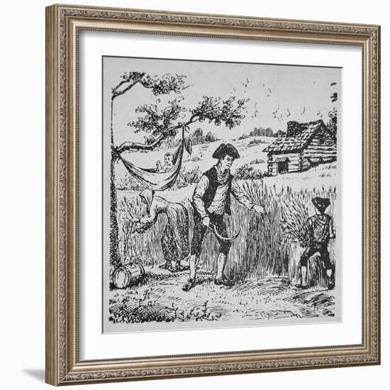 A Family Harvesting Corn (Litho)-American-Framed Giclee Print