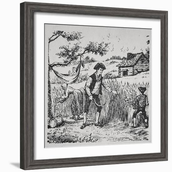 A Family Harvesting Corn (Litho)-American-Framed Giclee Print