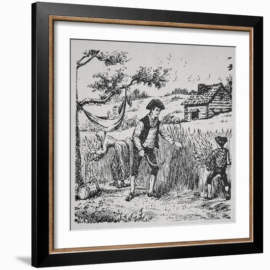 A Family Harvesting Corn (Litho)-American-Framed Giclee Print