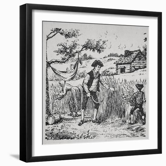 A Family Harvesting Corn (Litho)-American-Framed Giclee Print