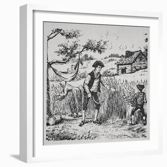 A Family Harvesting Corn (Litho)-American-Framed Giclee Print