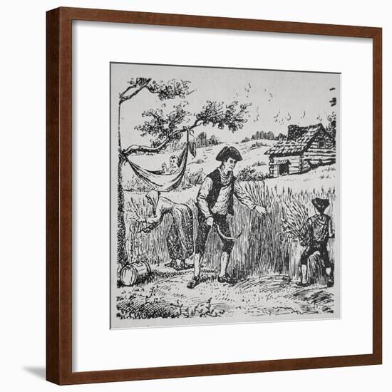 A Family Harvesting Corn (Litho)-American-Framed Giclee Print