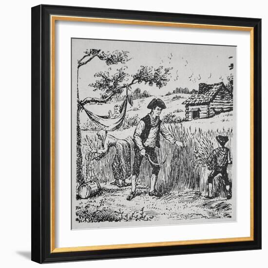 A Family Harvesting Corn (Litho)-American-Framed Giclee Print