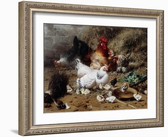 A Family of Chickens-Eugene Remy Maes-Framed Giclee Print