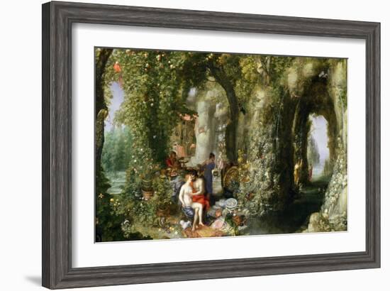 A Fantastic Cave with Odysseus and Calypso-Jan Brueghel the Elder-Framed Giclee Print