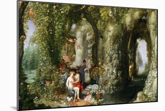 A Fantastic Cave with Odysseus and Calypso-Jan Brueghel the Elder-Mounted Giclee Print