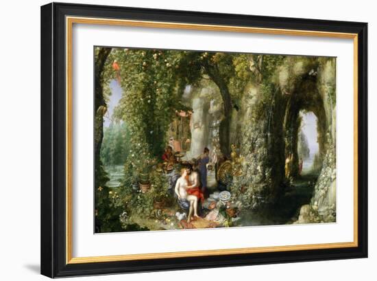 A Fantastic Cave with Odysseus and Calypso-Jan Brueghel the Elder-Framed Giclee Print