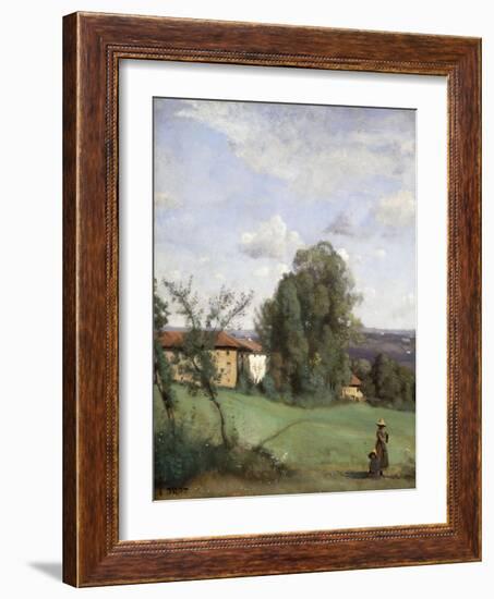 A Farm in Dardagny; Une Ferme De Dardagny, C.1855-57-Jean-Baptiste-Camille Corot-Framed Giclee Print