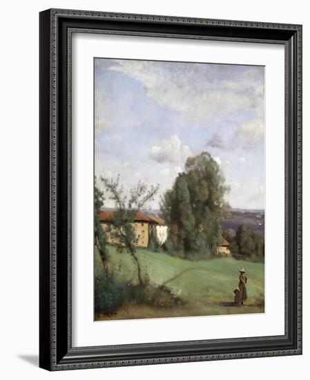 A Farm in Dardagny; Une Ferme De Dardagny, C.1855-57-Jean-Baptiste-Camille Corot-Framed Giclee Print