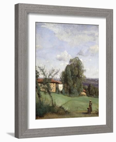 A Farm in Dardagny-Jean-Baptiste-Camille Corot-Framed Giclee Print