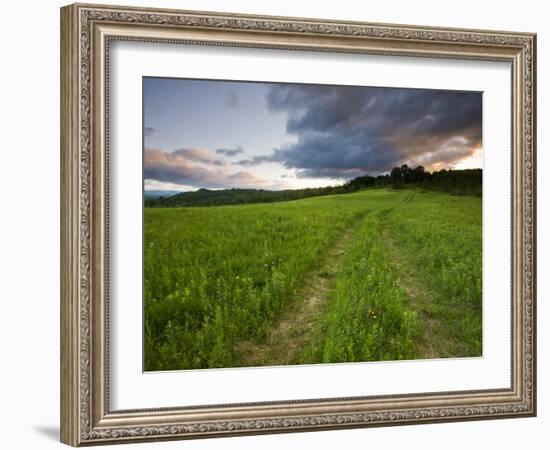 A farm road in Sabins Pasture in Montpelier, Vermont, USA-Jerry & Marcy Monkman-Framed Photographic Print