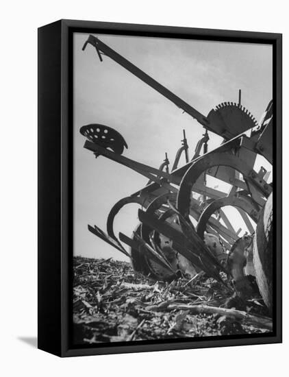 A Farmer's Harrow Digging into it the Ground-null-Framed Premier Image Canvas