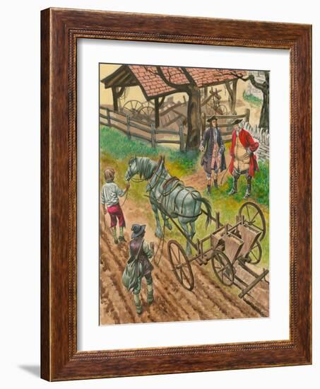 A Farmer Showing Off His Labourers Using the New Drilling Machine Invented by Jethro Tull-Peter Jackson-Framed Giclee Print