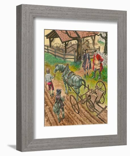 A Farmer Showing Off His Labourers Using the New Drilling Machine Invented by Jethro Tull-Peter Jackson-Framed Giclee Print