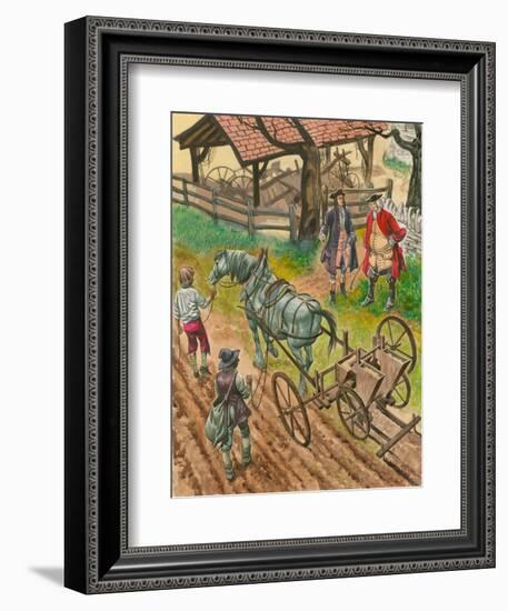 A Farmer Showing Off His Labourers Using the New Drilling Machine Invented by Jethro Tull-Peter Jackson-Framed Giclee Print