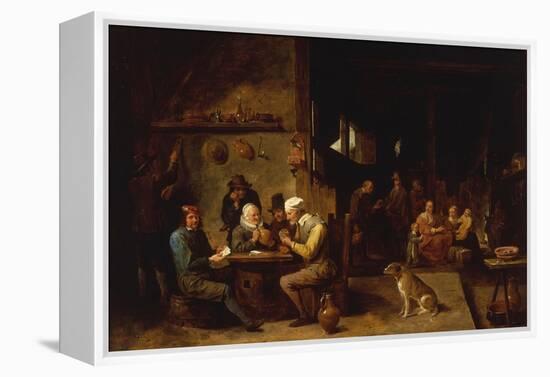 A Farmhouse Interior with Peasants at a Table Playing Cards-David Teniers the Younger-Framed Premier Image Canvas