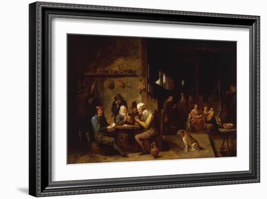 A Farmhouse Interior with Peasants at a Table Playing Cards-David Teniers the Younger-Framed Giclee Print