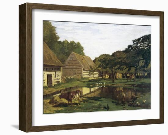 A Farmyard in Normandy-Claude Monet-Framed Art Print