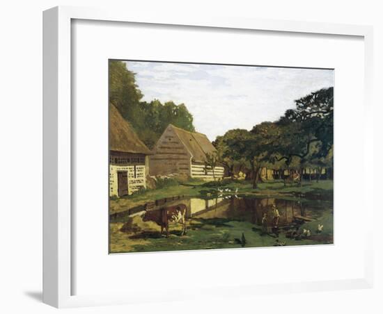 A Farmyard in Normandy-Claude Monet-Framed Art Print