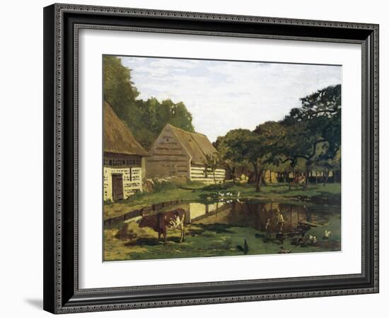 A Farmyard in Normandy-Claude Monet-Framed Art Print