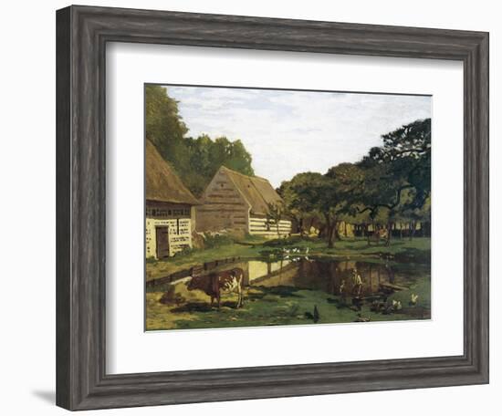 A Farmyard in Normandy-Claude Monet-Framed Art Print