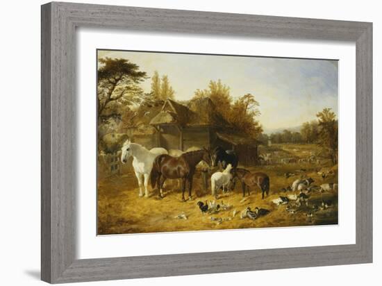 A Farmyard with Horses and Ponies, Berkshire-John Frederick Herring I-Framed Giclee Print