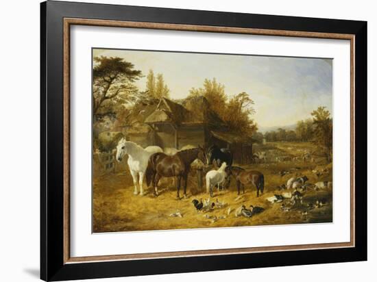 A Farmyard with Horses and Ponies, Berkshire-John Frederick Herring I-Framed Giclee Print