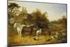 A Farmyard with Horses and Ponies, Berkshire-John Frederick Herring I-Mounted Giclee Print