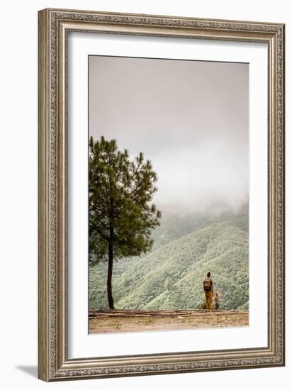 A Father And Daughter Take In The Beauty In The Nepal Mountains-Lindsay Daniels-Framed Photographic Print