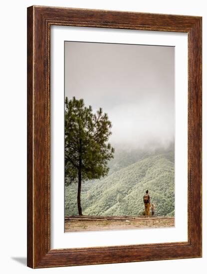 A Father And Daughter Take In The Beauty In The Nepal Mountains-Lindsay Daniels-Framed Photographic Print