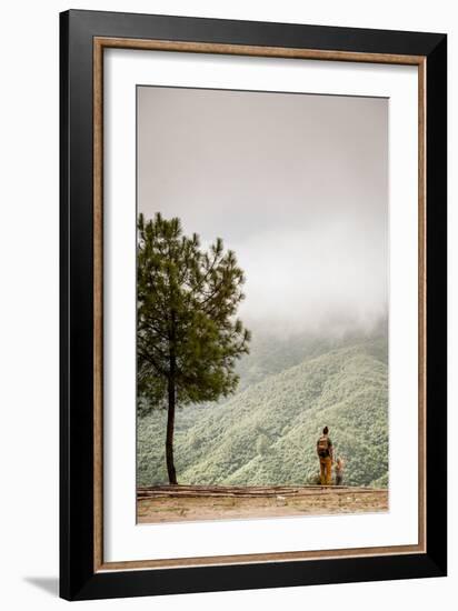 A Father And Daughter Take In The Beauty In The Nepal Mountains-Lindsay Daniels-Framed Photographic Print