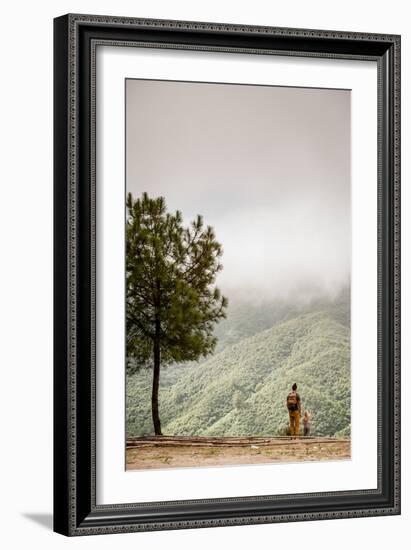 A Father And Daughter Take In The Beauty In The Nepal Mountains-Lindsay Daniels-Framed Photographic Print