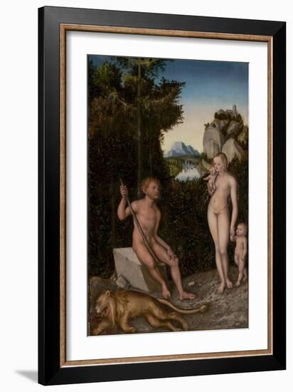 A Faun and His Family with a Slain Lion, c.1526-Lucas, The Elder Cranach-Framed Giclee Print