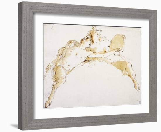 A Faun, his Left Arm Outstretched, and a Fauness holding a Tambour-Giovanni Battista Tiepolo-Framed Giclee Print