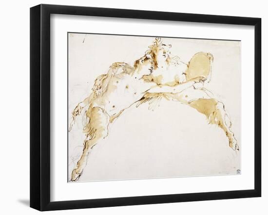 A Faun, his Left Arm Outstretched, and a Fauness holding a Tambour-Giovanni Battista Tiepolo-Framed Giclee Print